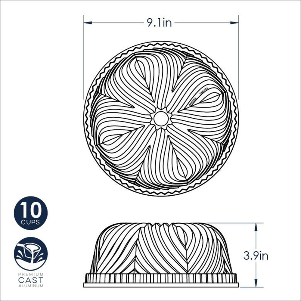 Nordicware Bavarian Bundt Cake Pan 10-Cup capacity 8-1/2" diam. Non Stick Cast Aluminum image 5