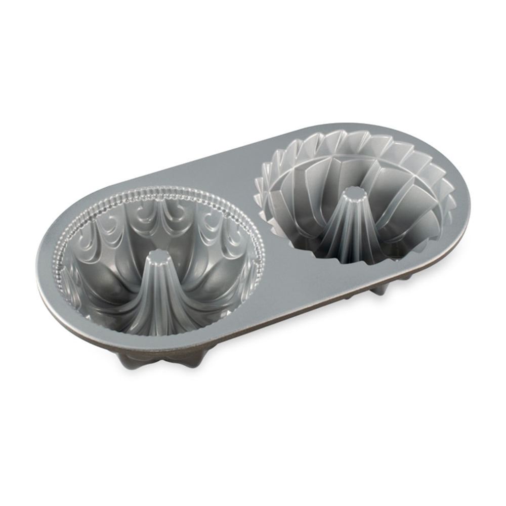 Nordic Ware Bundt Duet Pan, Fleur de Lis & Heritage Design, 2.5 cup image 1