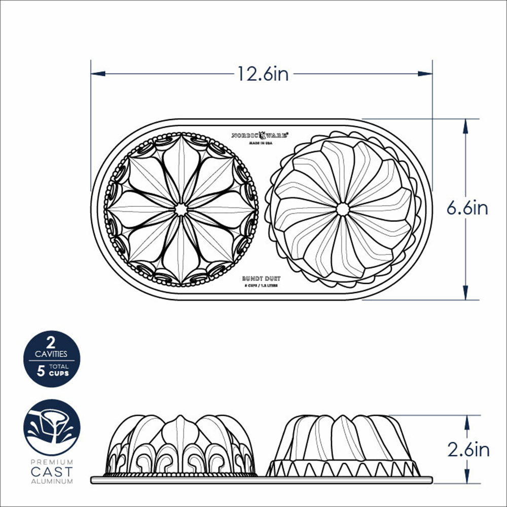 Nordic Ware Bundt Duet Pan, Fleur de Lis & Heritage Design, 2.5 cup image 6