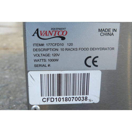 Avantco 177CFD10 10 Racks Food Dehydrator, Used Great Condition image 4
