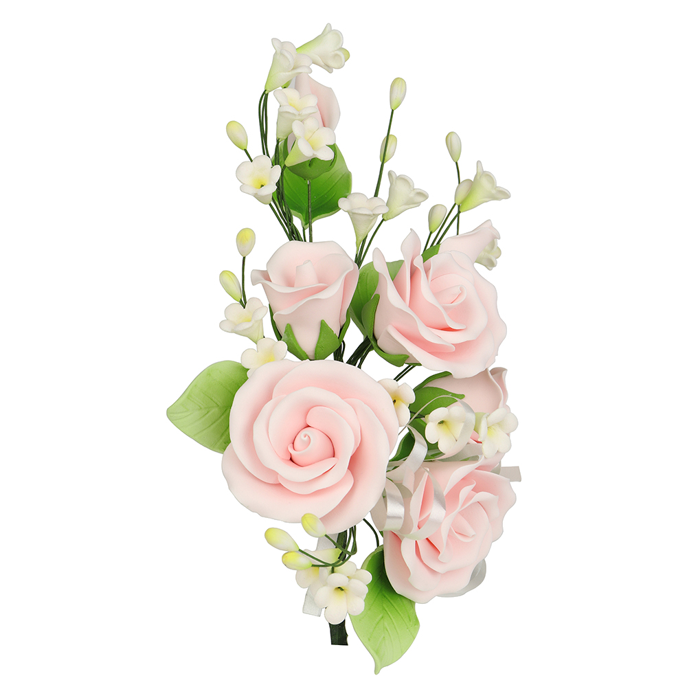 O'Creme Pastel Pink Garden Rose Spray Gumpaste Flowers image 1