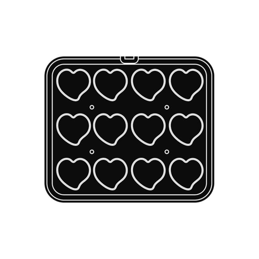 Pavoni Cookmatic PIASTRA-59 Heart Plates, 12 Cavities image 1