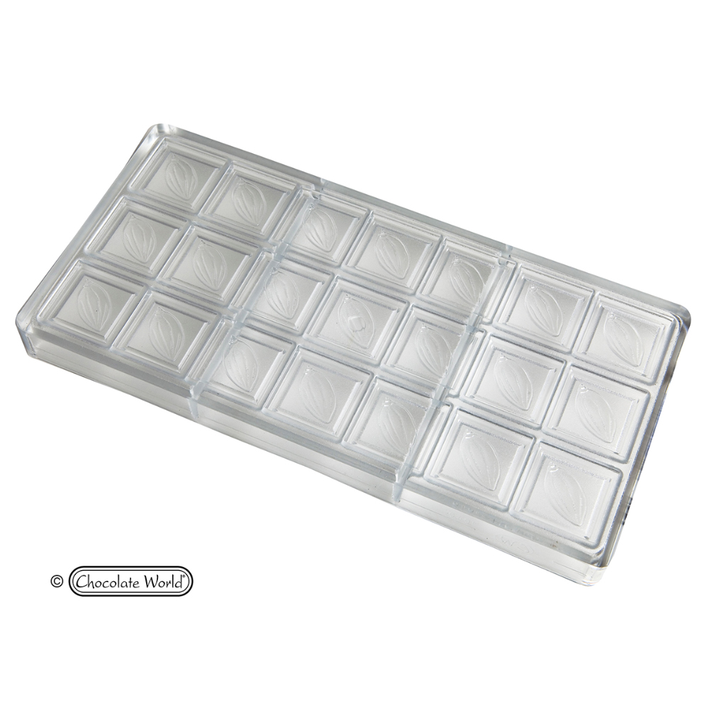 Chocolate World Polycarbonate Chocolate Mold, Cocoa Bean Square, 21 Cavities image 2