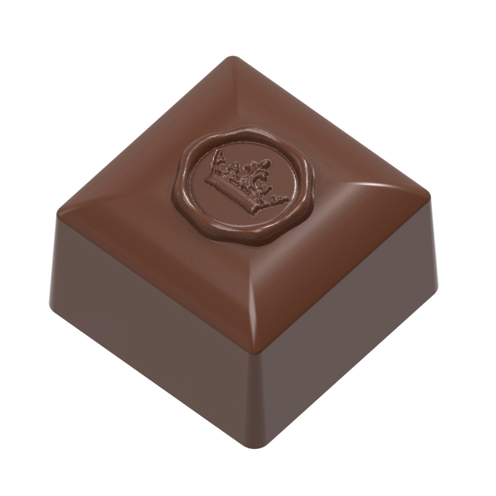 Chocolate World Polycarbonate Chocolate Mold, Square with Royalty Stamp, 24 Cavities image 1