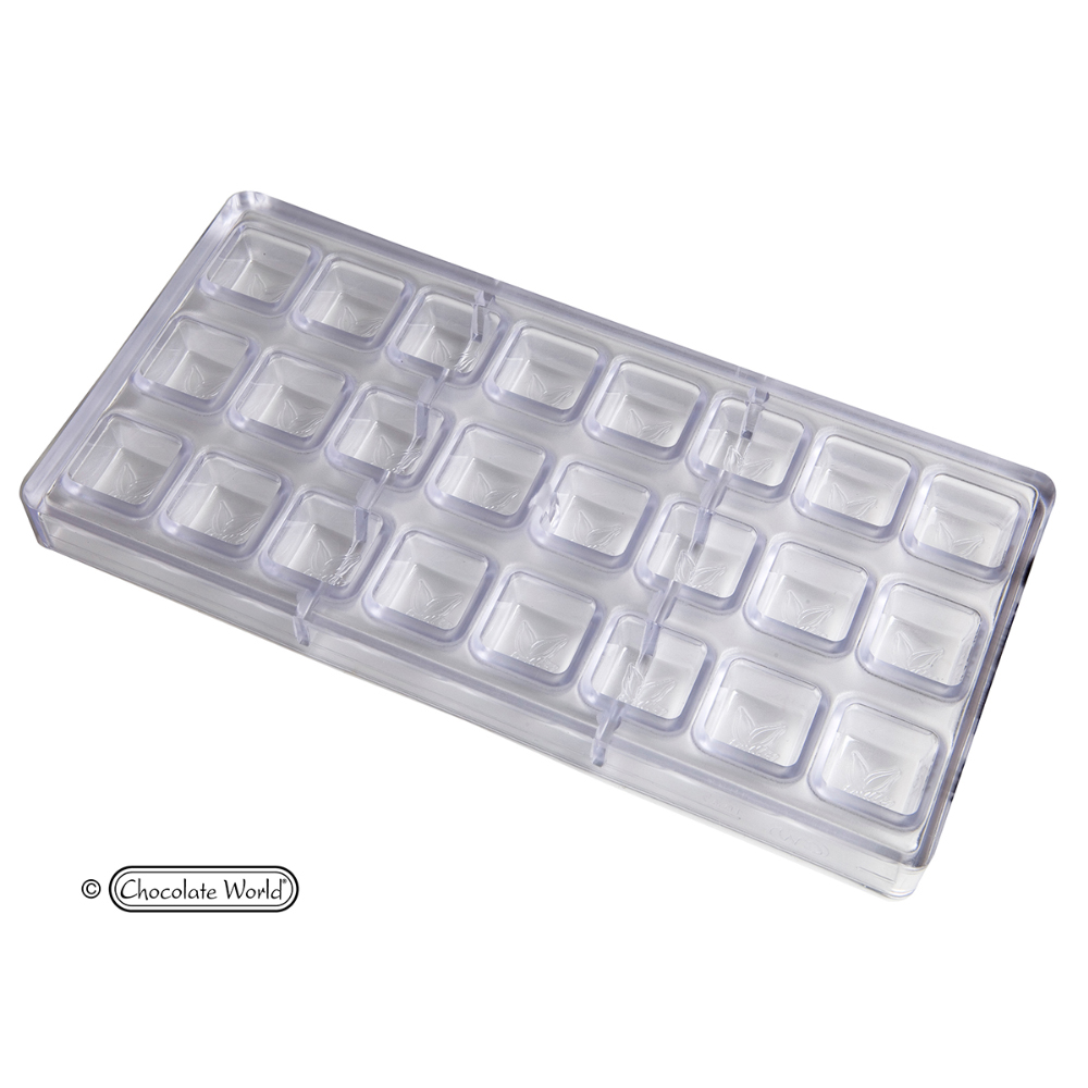 Chocolate World Polycarbonate Chocolate Mold, Square with Cocoa Bean, 24 Cavities image 3