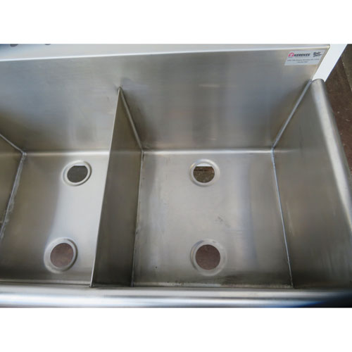 Custom Stainless 3 Compartment Sink, 70" Wide, 22" X 22" X 16"D Per Comp. image 4