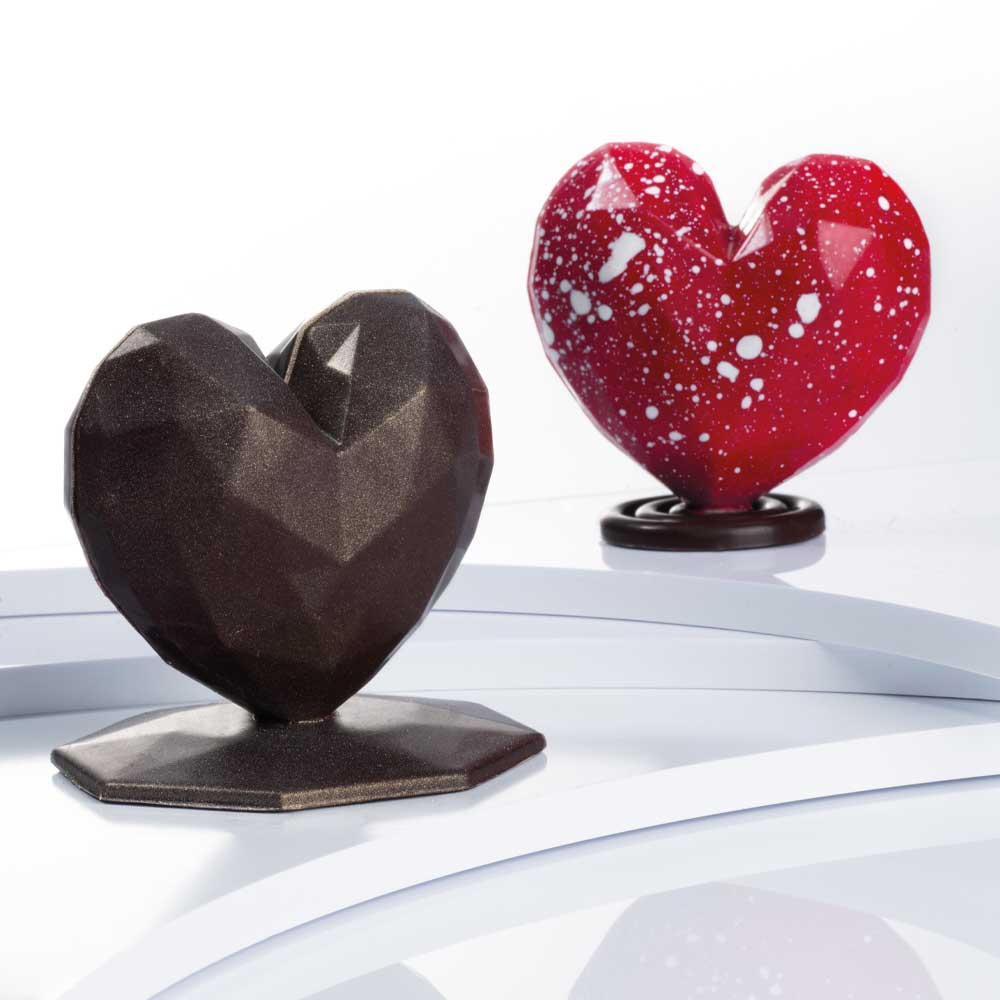 Martellato Polycarbonate Chocolate Mold, Diamond Heart, 6 Cavities image 1