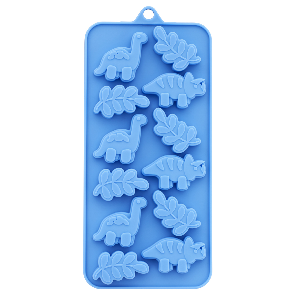 Wilton Dinosaurs and Leaves Silicone Candy Mold, 12 Cavities image 1