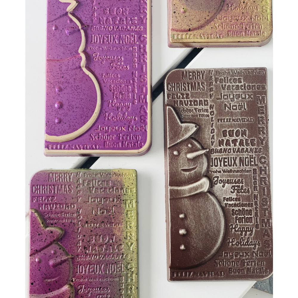 Greyas Polycarbonate Chocolate Mold, Holiday Language Bar by Luis Amado, 3 Cavities image 2