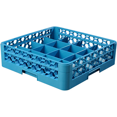 Carlisle OptiClean 16-Compartment Cup Dish Rack with 1 OPEN Extender - Case of 4 image 1