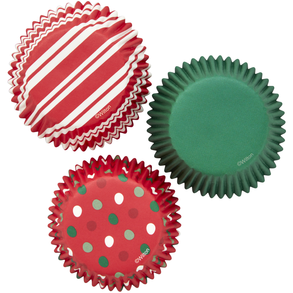 Wilton Red, Green and White Patterned Christmas Cupcake Liners, Pack of 75 image 1