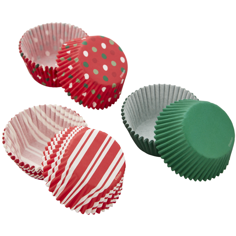 Wilton Red, Green and White Patterned Christmas Cupcake Liners, Pack of 75 image 2