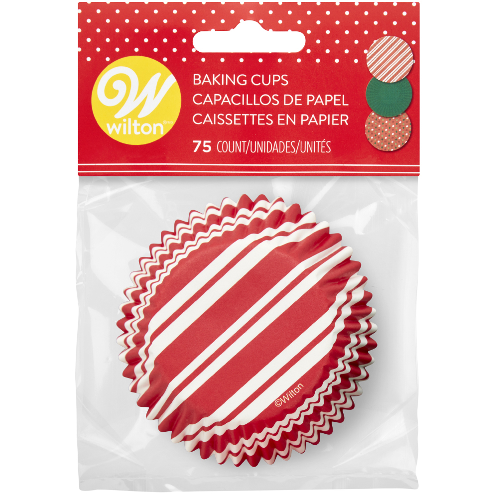 Wilton Red, Green and White Patterned Christmas Cupcake Liners, Pack of 75 image 3