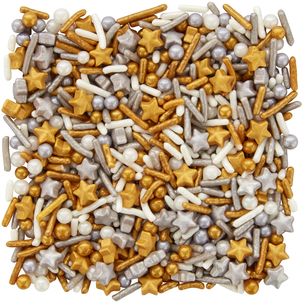 Wilton Metallic White, Silver and Gold Star Sprinkle Mix, 4.2 oz. image 1