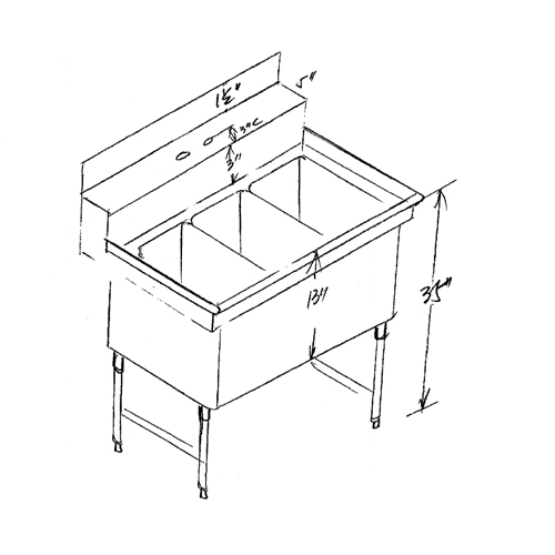 3 Compartment Sink  41.5" X 29.5" image 1