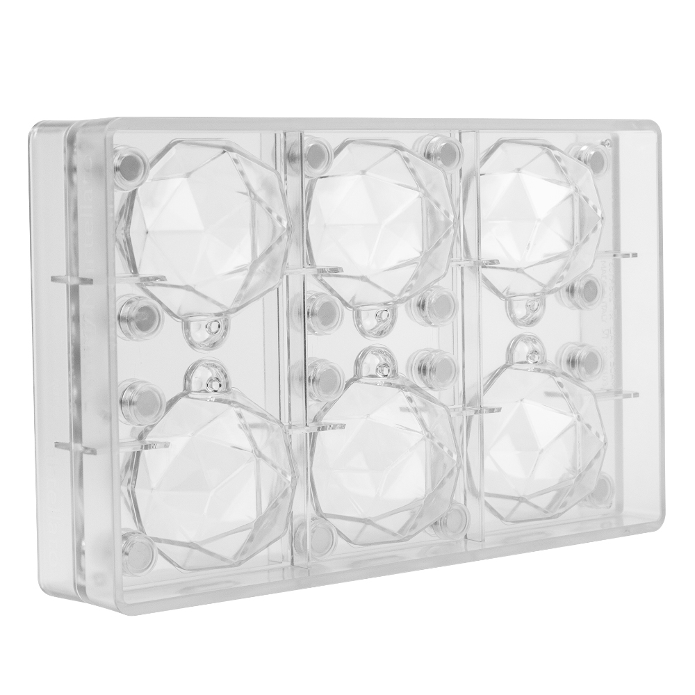 Martellato Polycarbonate 3D Magnetic Chocolate Mold, Faceted Ornament, 6 Cavities image 2