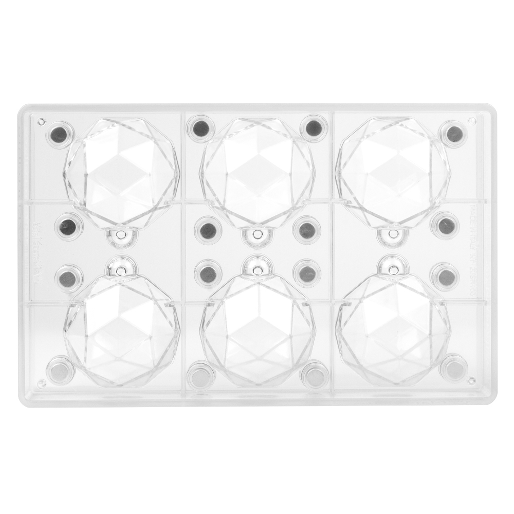 Martellato Polycarbonate 3D Magnetic Chocolate Mold, Faceted Ornament, 6 Cavities image 3