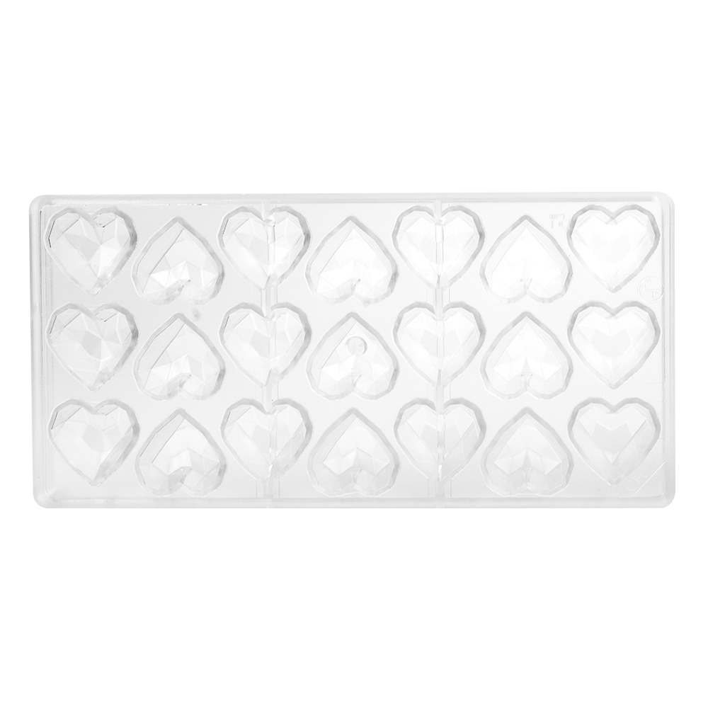 Chocolate World Polycarbonate Chocolate Mold, Faceted Heart, 21 Cavities image 1