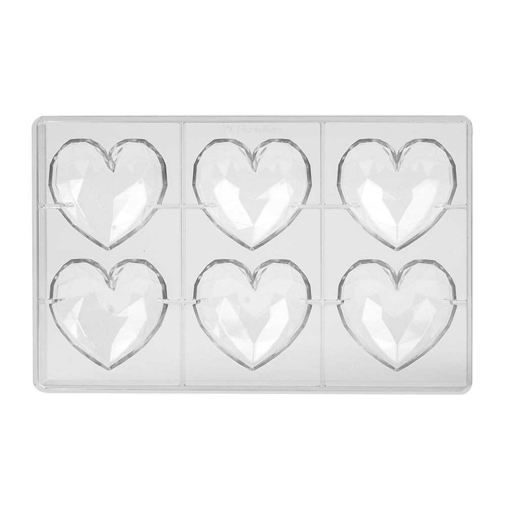 Martellato Polycarbonate Chocolate Mold, Diamond Heart, 6 Cavities image 2