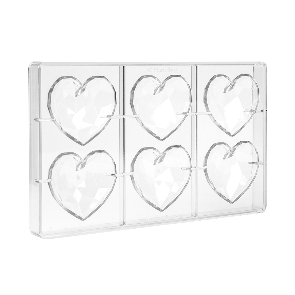 Martellato Polycarbonate Chocolate Mold, Diamond Heart, 6 Cavities image 3