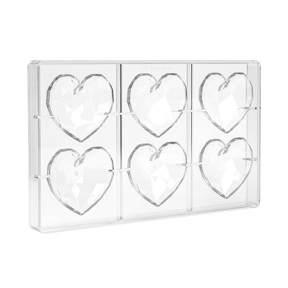 Martellato Polycarbonate Chocolate Mold, Diamond Heart, 6 Cavities image 3