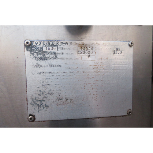 Bakers Pride Y600 Double Oven Gas, Used Excellent Condition Ovens