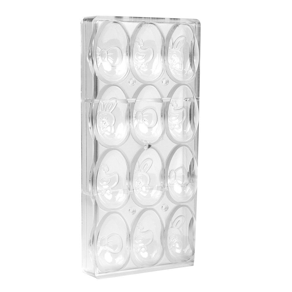 Chocolate World Polycarbonate Chocolate Mold, Playful Eggs, 12 Cavities