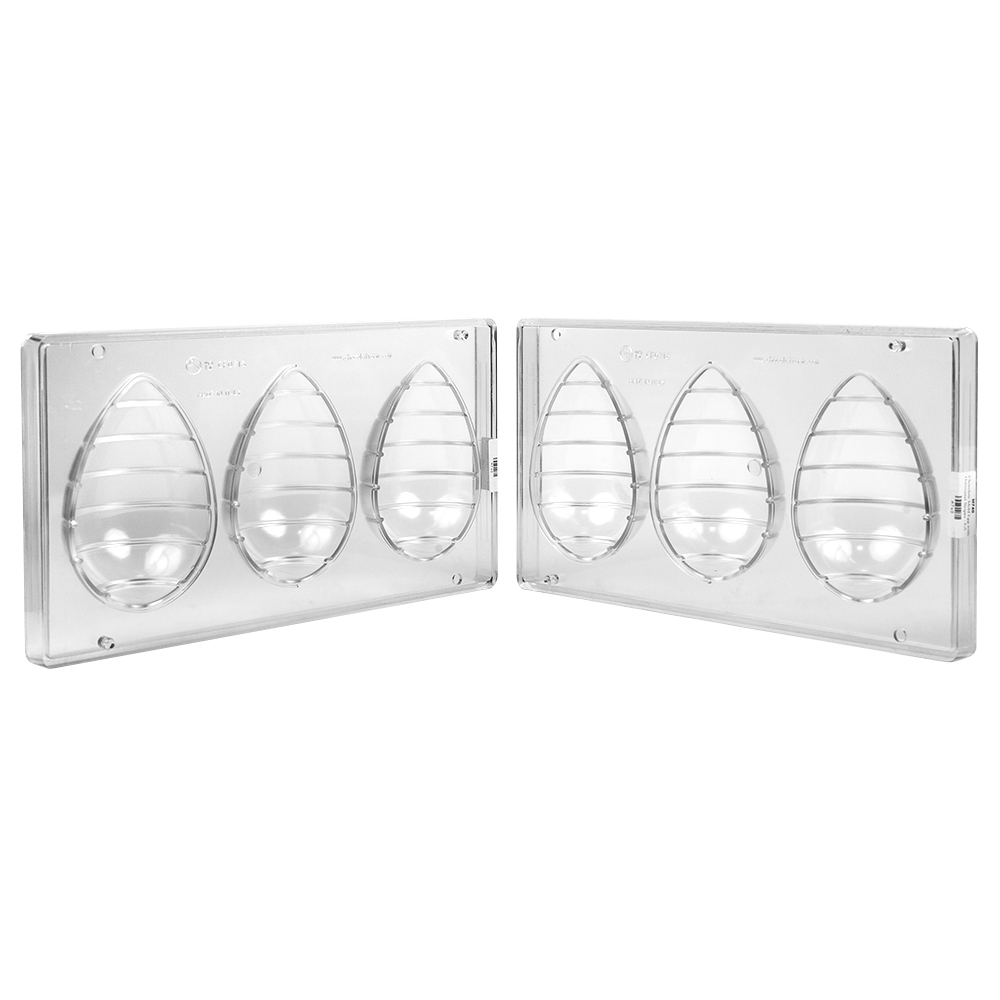 Chocolate World Clear Polycarbonate Chocolate Mold, Egg with Horizontal Stripes image 2
