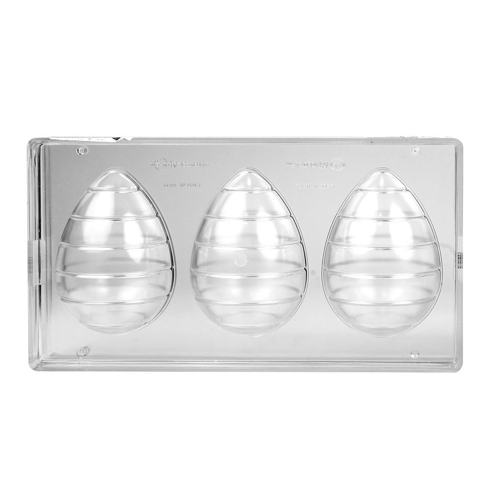 Chocolate World Clear Polycarbonate Chocolate Mold, Egg with Horizontal Stripes image 3