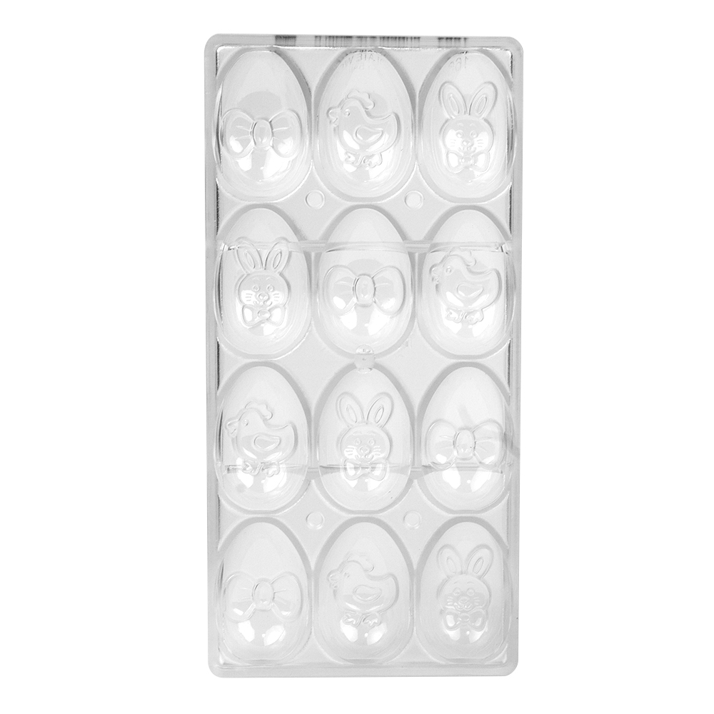 Chocolate World Polycarbonate Chocolate Mold, Playful Eggs, 12 Cavities
