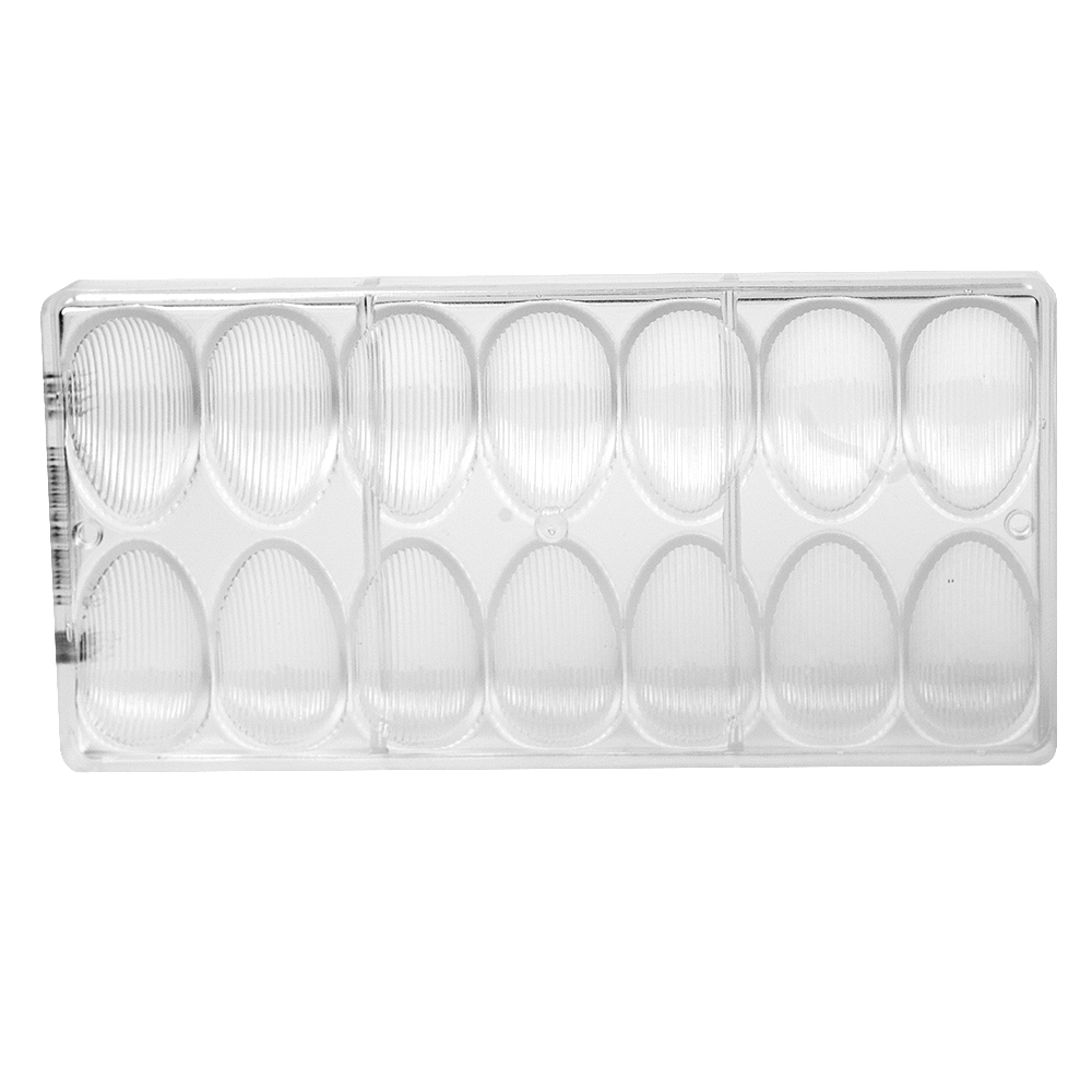 Chocolate World Polycarbonate Chocolate Mold, Striped Egg, 22 gr., 14 Cavities image 1