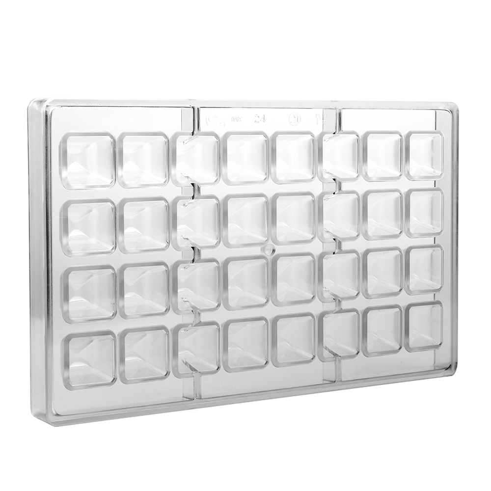 Polycarbonate Chocolate Mold Tapered Square 25x25 mm x 19mm High, 32 Cavities image 2