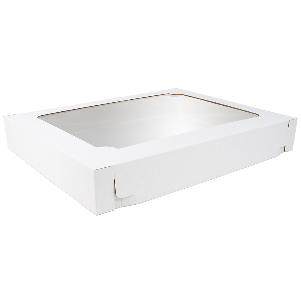 O'Creme White Half Size Cake Box with Window, 5" Deep - Pack of 5 image 1