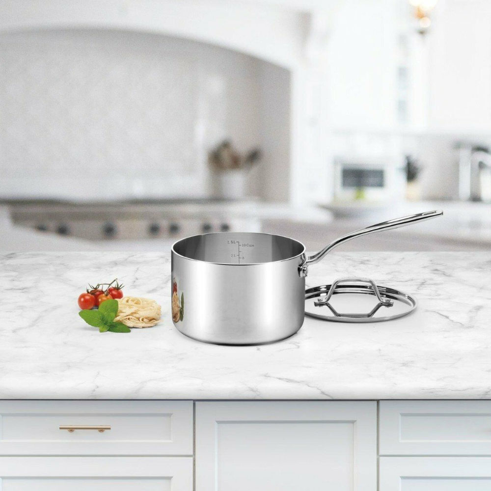 Cuisinart Custom Clad 5 Ply Stainless Steel Saucepan with Cover, 3 Quart image 1