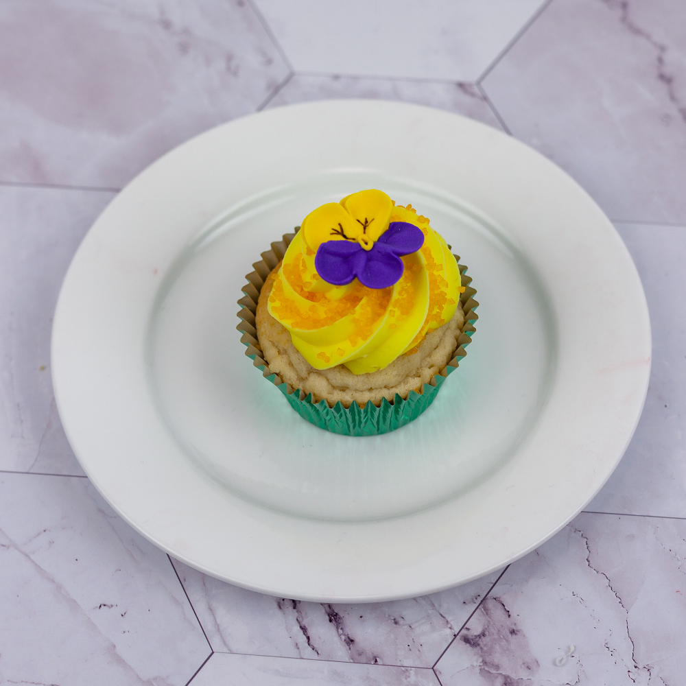 O'Creme Yellow & Purple Pansy Royal Icing Flowers, Set of 16 image 2