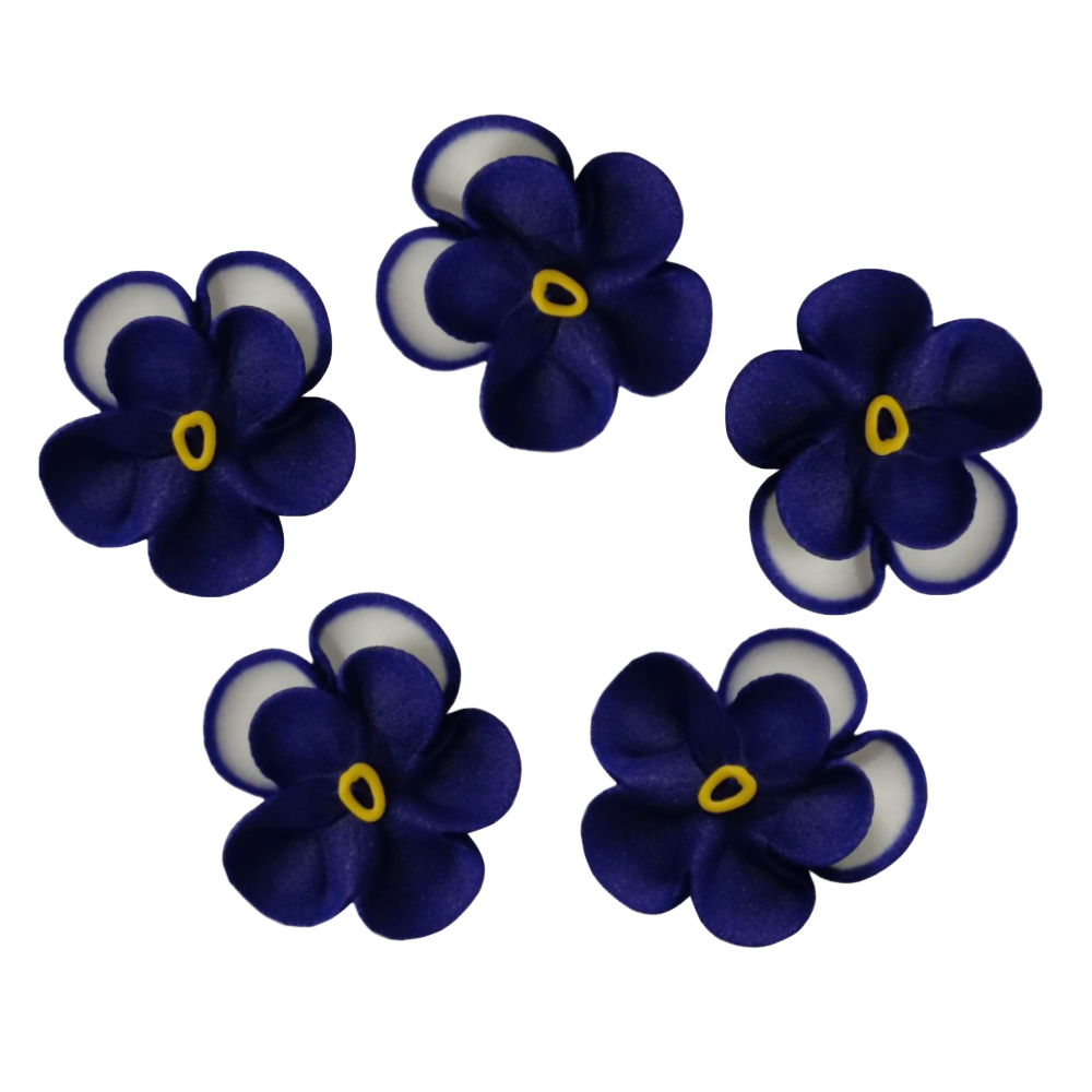 O'Creme Royal Blue Pansy Royal Icing Flowers, Set of 16 image 1