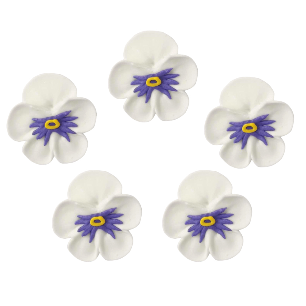 O'Creme White Pansy Royal Icing Flowers, Set of 16 image 1