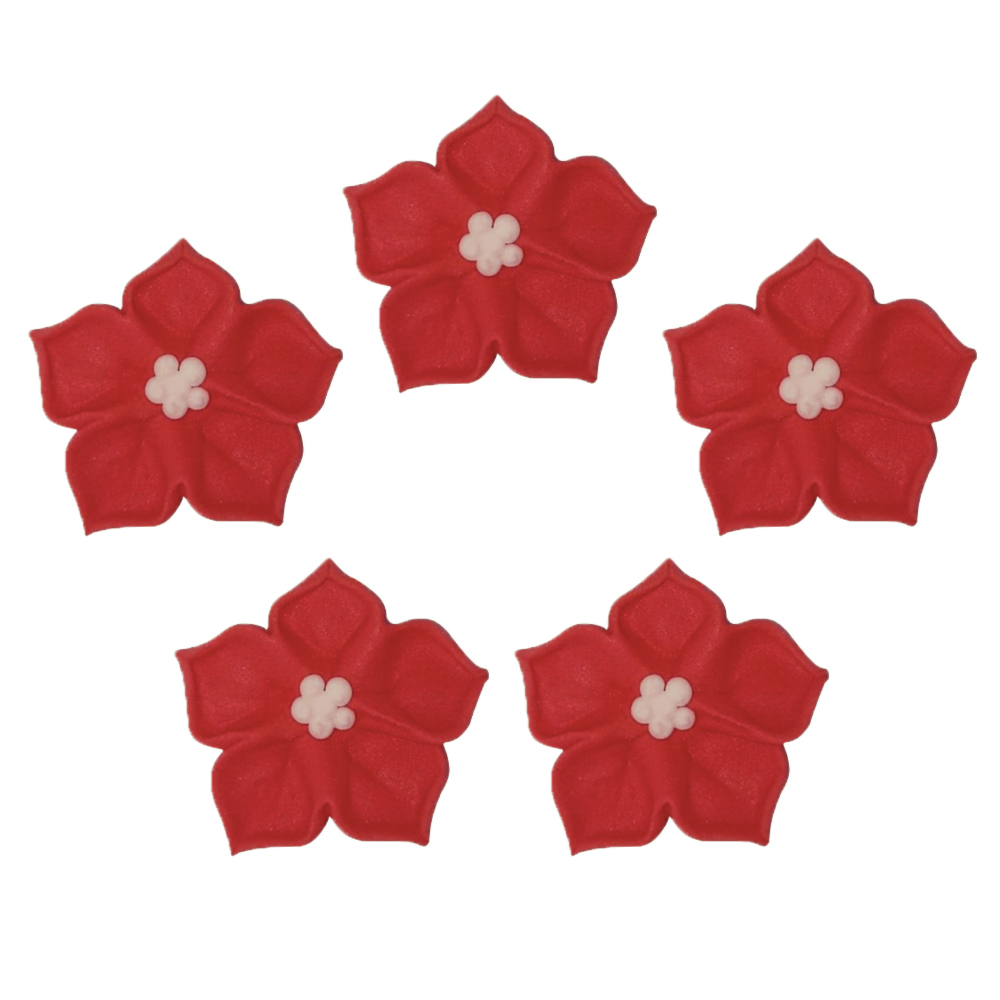 O'Creme Red Royal Icing Drop Flower, Set of 16 image 1