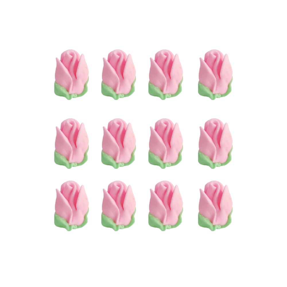 O'Creme Pink Royal Icing Rosebud, Set of 12 image 1