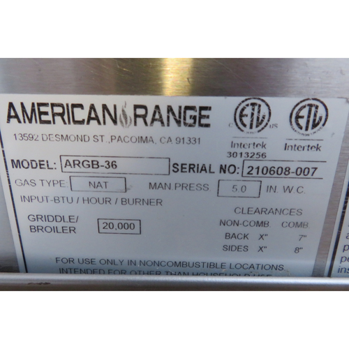 American Range ARGB-36 36" Gas Griddle, Used As Demo image 4
