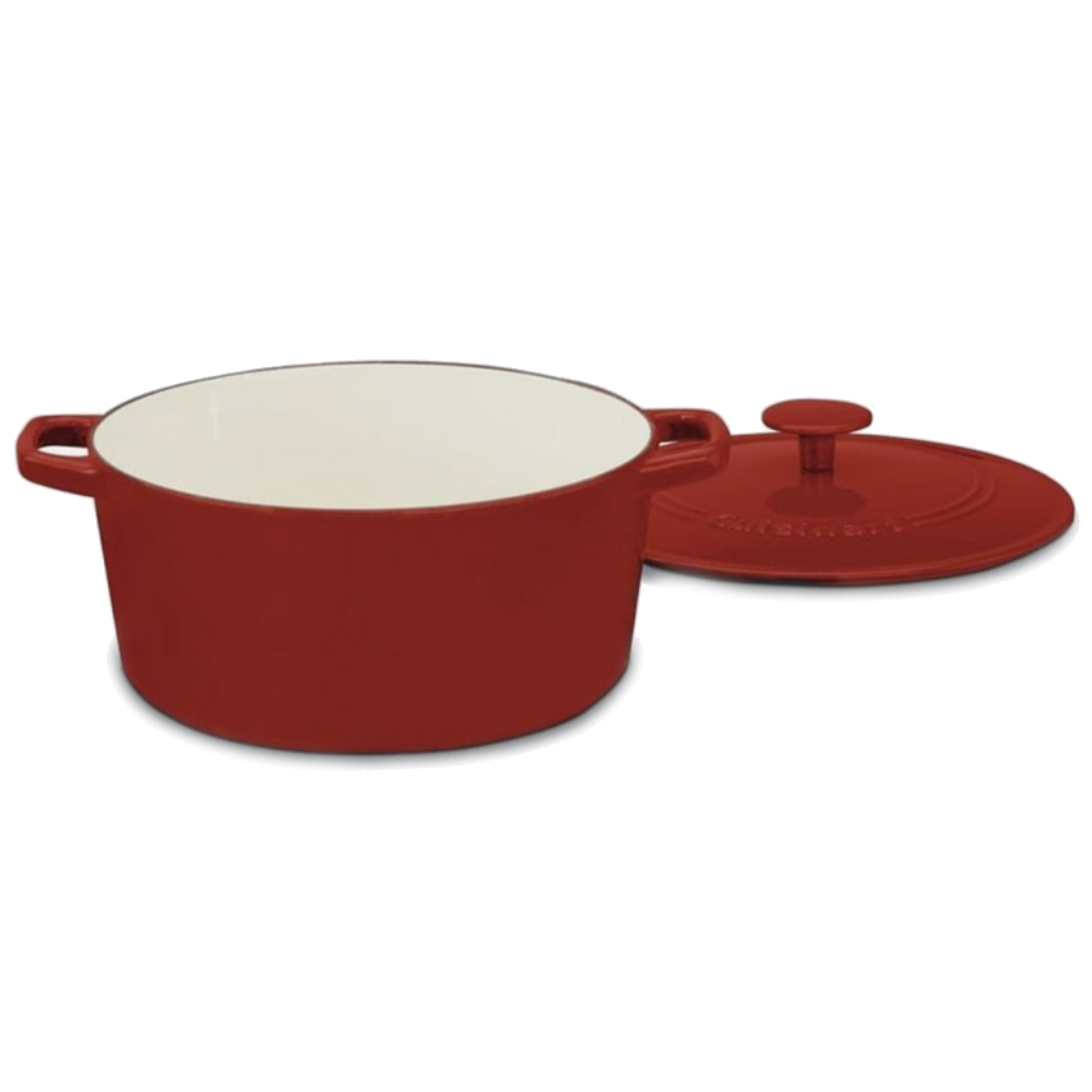 Cuisinart Enameled Cast Iron Round Red Covered Casserole, 5 Quart image 1