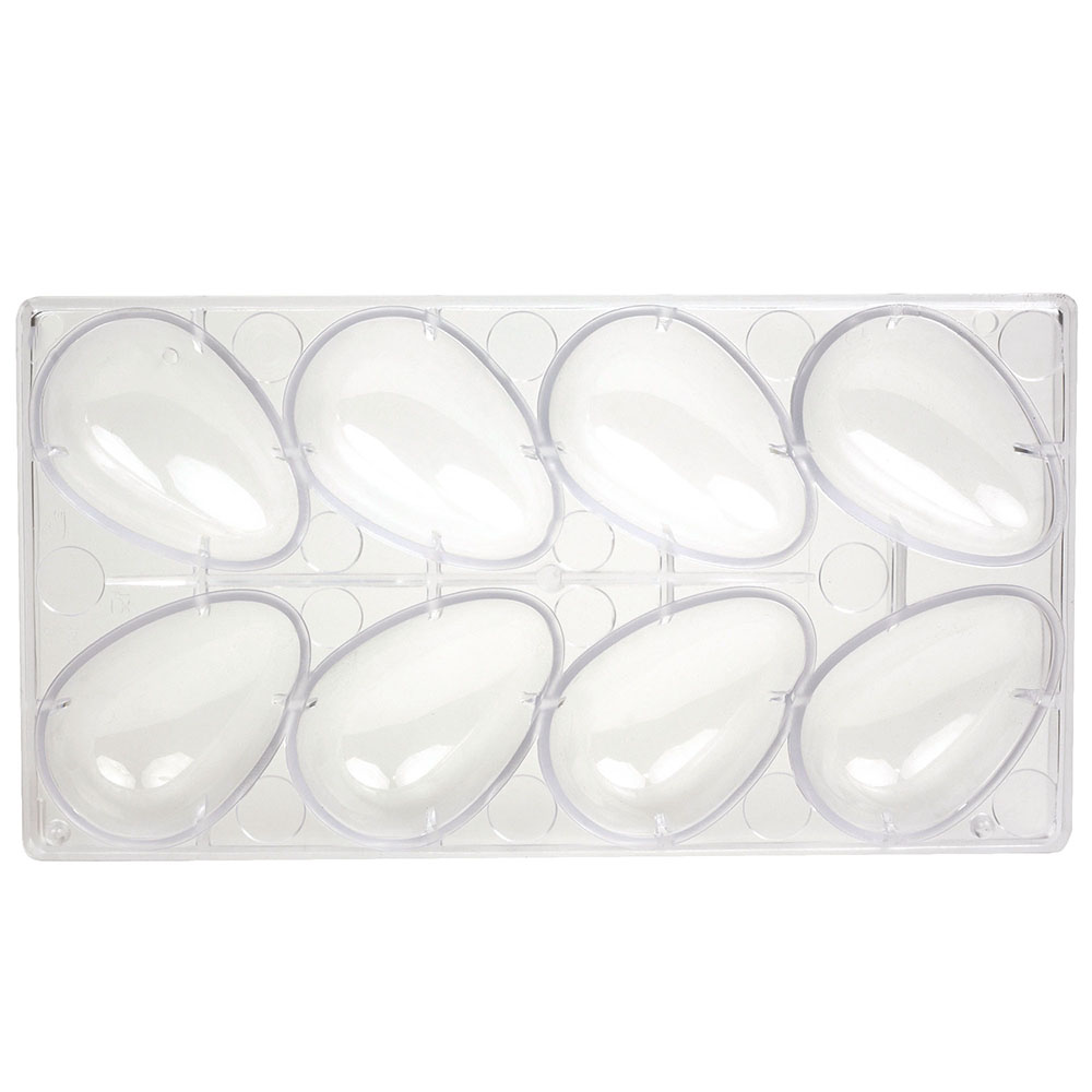 Polycarbonate Chocolate Mold Egg 3-7/8" x 2-5/8" x 1-1/4" High, 8 Cavities image 1
