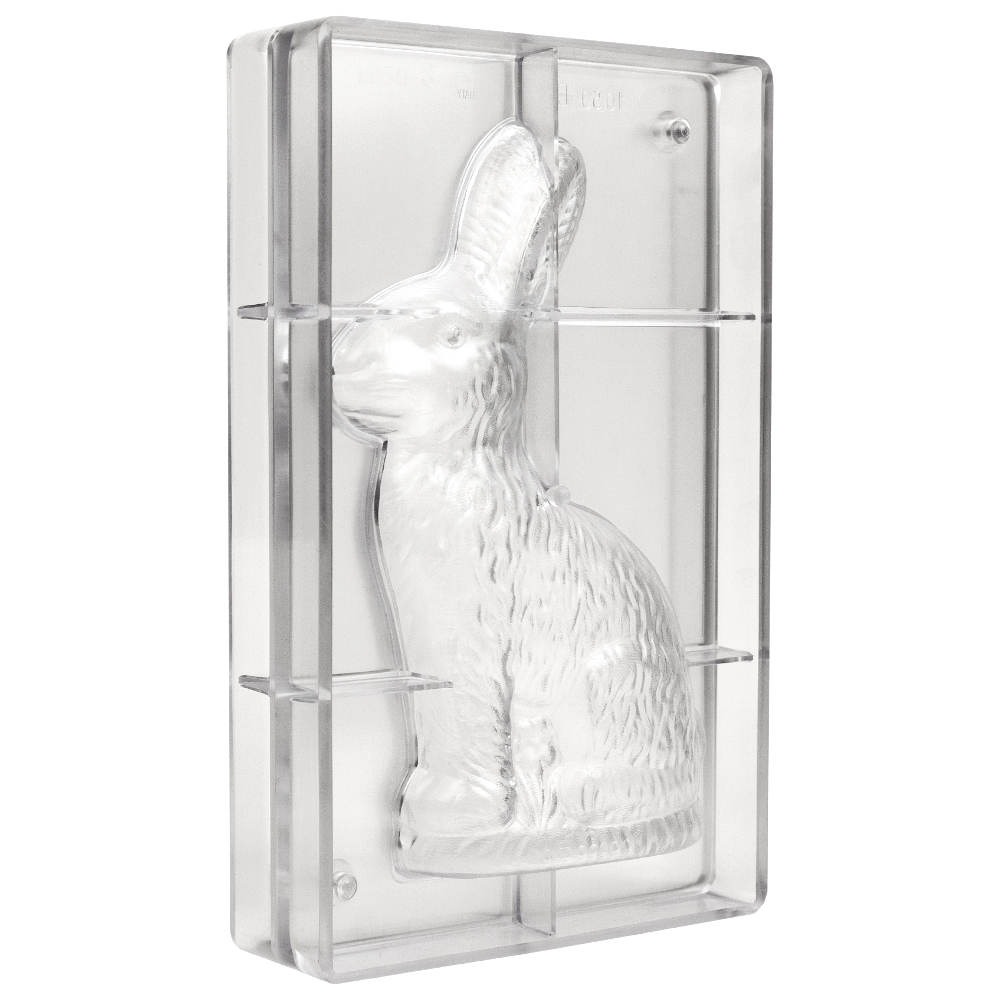 Polycarbonate Chocolate Mold: Sitting Rabbit, includes 2 pieces front and back  image 2