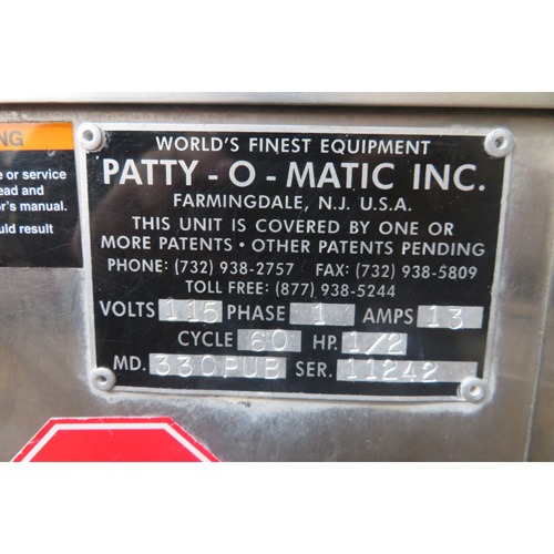 Patty-O-Matic 330PUB Tabletop Patty Maker, Used Great Condition image 4