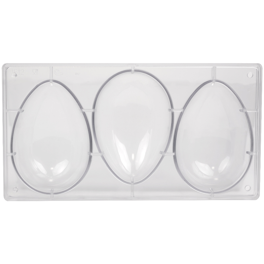 Polycarbonate Chocolate Mold Egg 6" x 4-1/8" x 2-1/8" High, 3 Cavities image 1