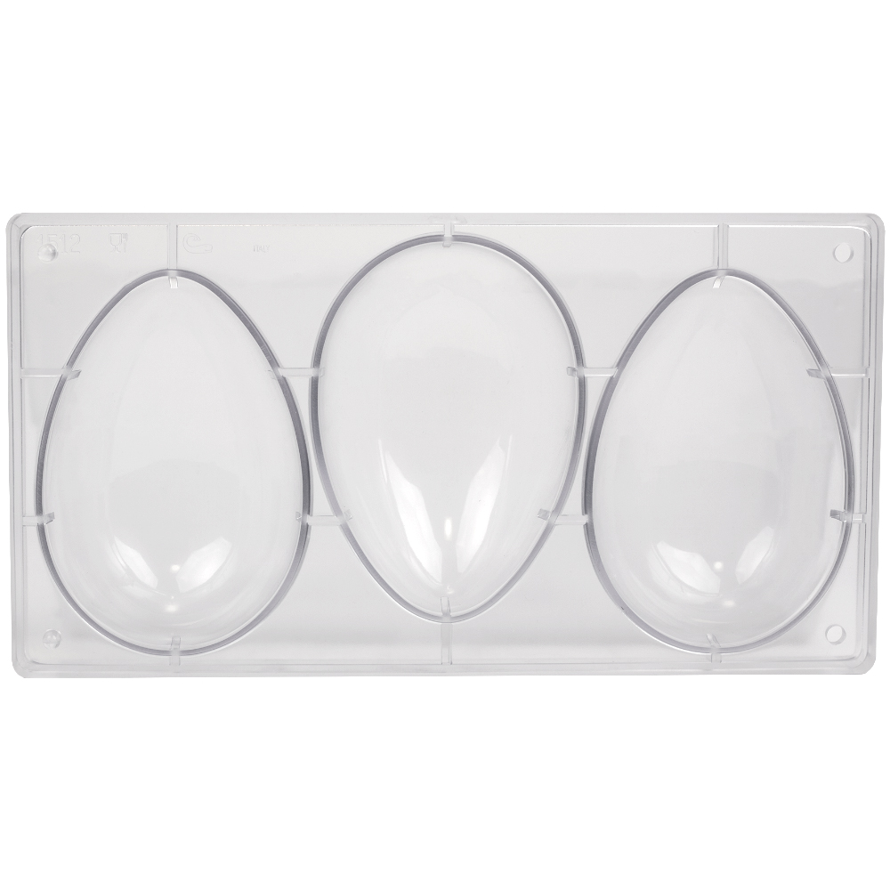 Polycarbonate Chocolate Mold Egg 6" x 4-1/8" x 2-1/8" High, 3 Cavities image 1