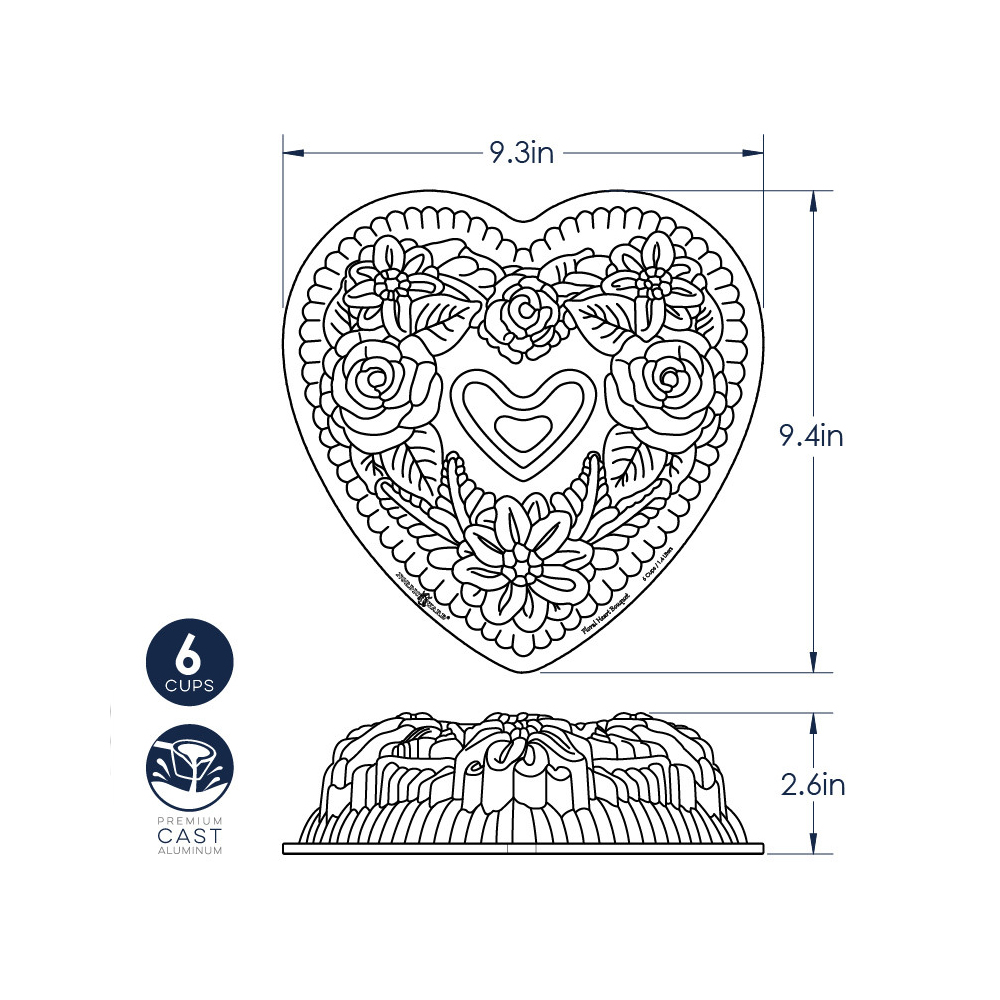 Nordic Ware Floral Heart Bundt Pan, 6 Cup image 6