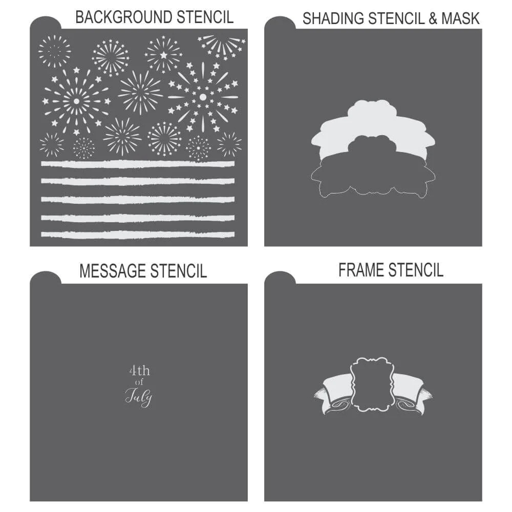 Confection Couture Prettier Plaques 4th of July Cookie Stencil Set, 5 Pc image 1