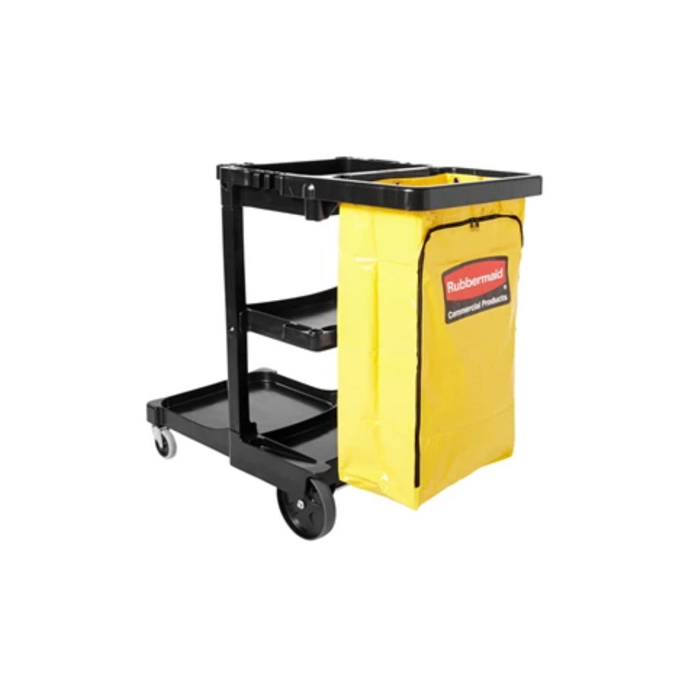 Rubbermaid Black Janitorial Cleaning Cart image 1