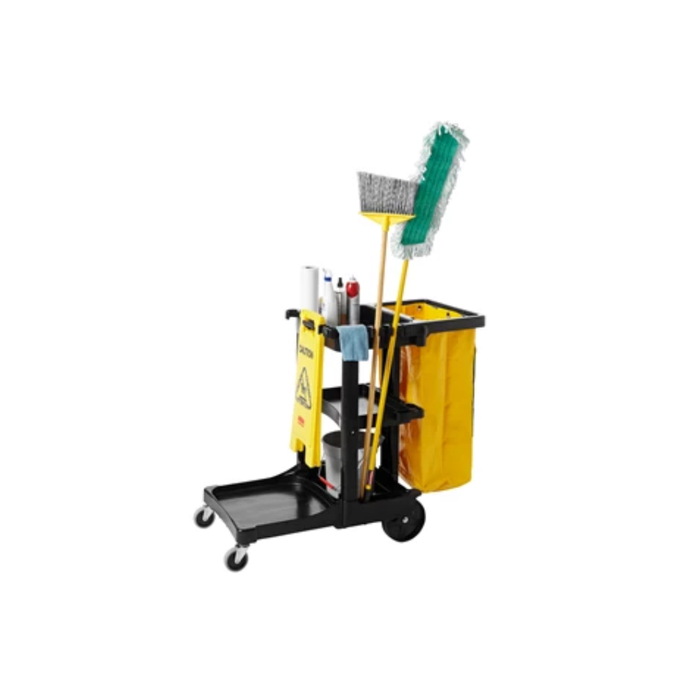 Rubbermaid Black Janitorial Cleaning Cart image 4